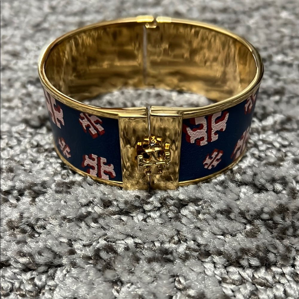 Tory Burch Gold and Navy Enamel Bracelet